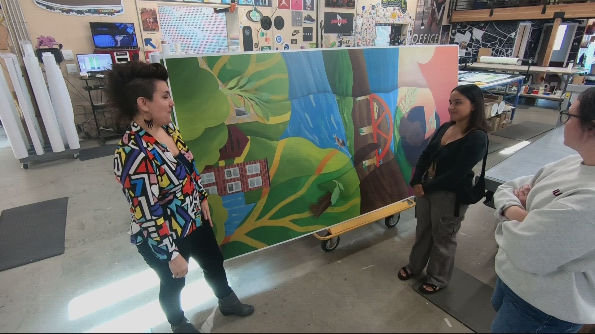 The downtown project includes a rotating art gallery, and the first murals are being printed at a shop in Beaverton.