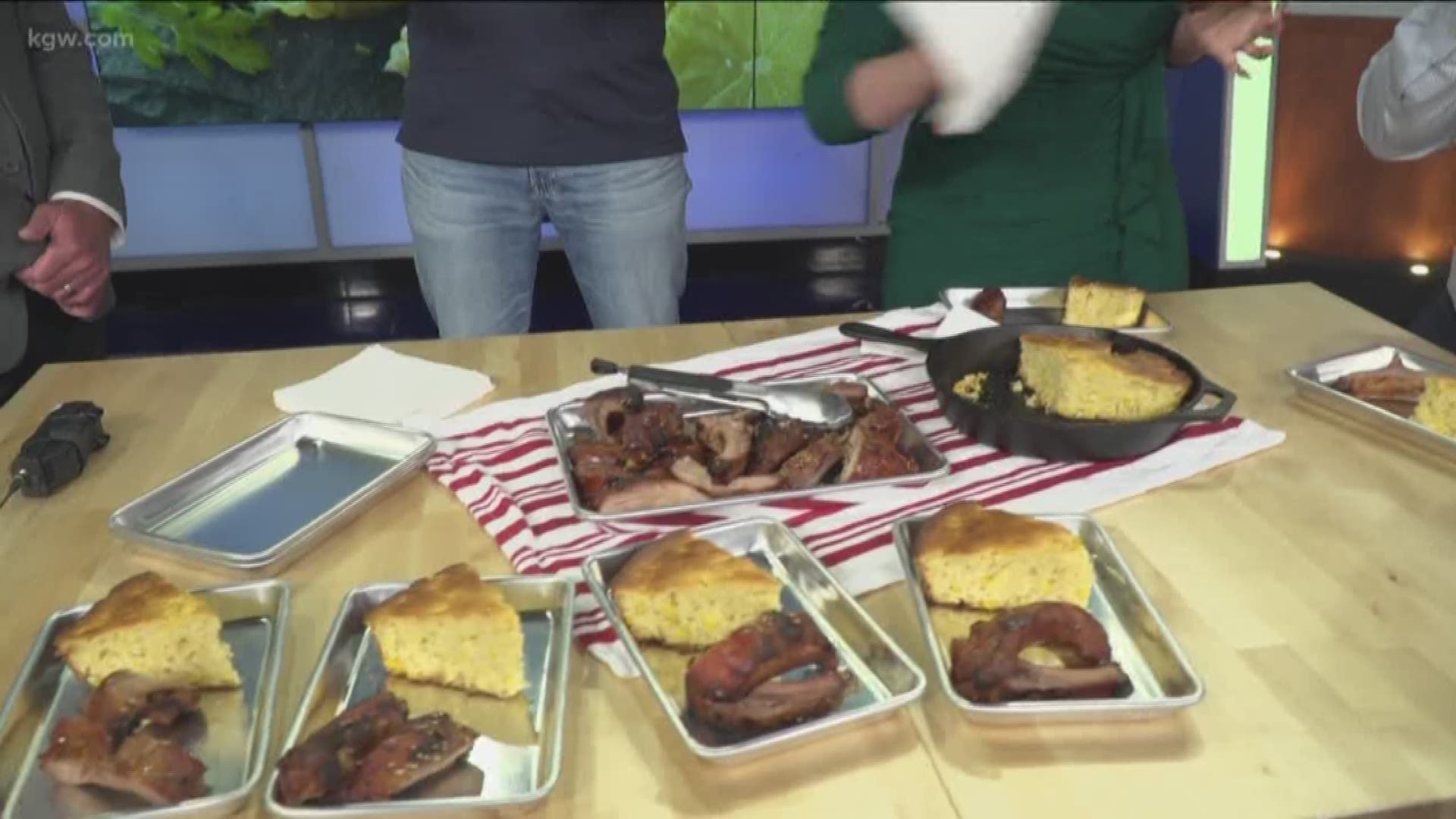 The KGW Sunrise anchors sample Greg Broadwater's asian glazed and grilled ribs, part of the Drew Carney series of favorite summer recipes.