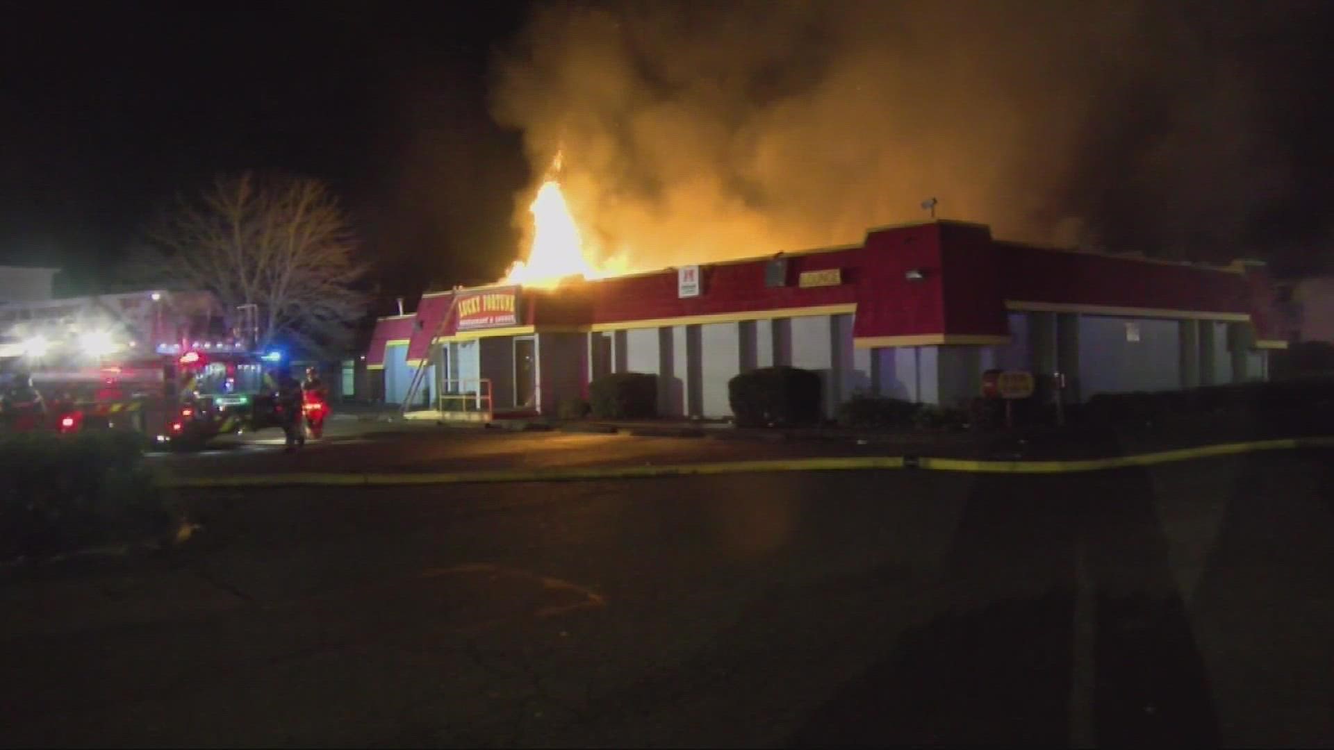 Police said the fire at the Lucky Fortune Restaurant early Sunday morning was one of three fires set in the same Salem area by the same person.