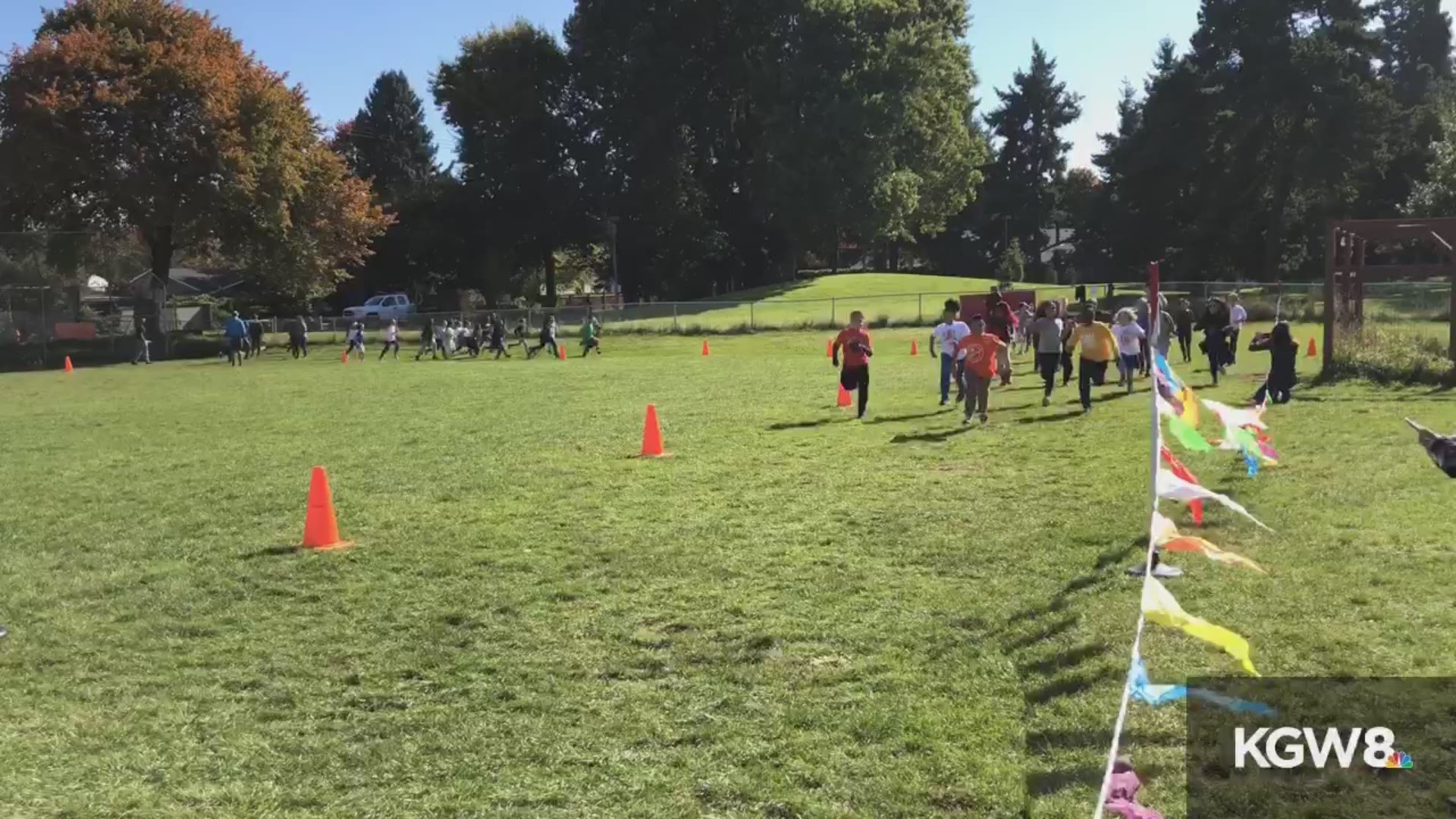 KGW staffers were there as students ran laps to raise money during the annual fundraiser “Run for Woodlawn" at Woodlawn Elementary School.