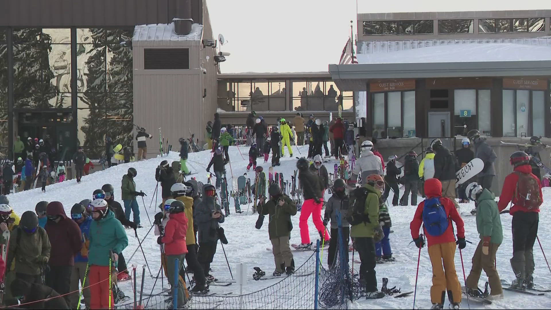 Two of the three ski resorts on Mount Hood are currently open for skiing, Mount Hood Meadows and Timberline Lodge. Skibowl is currently open for tubing only.