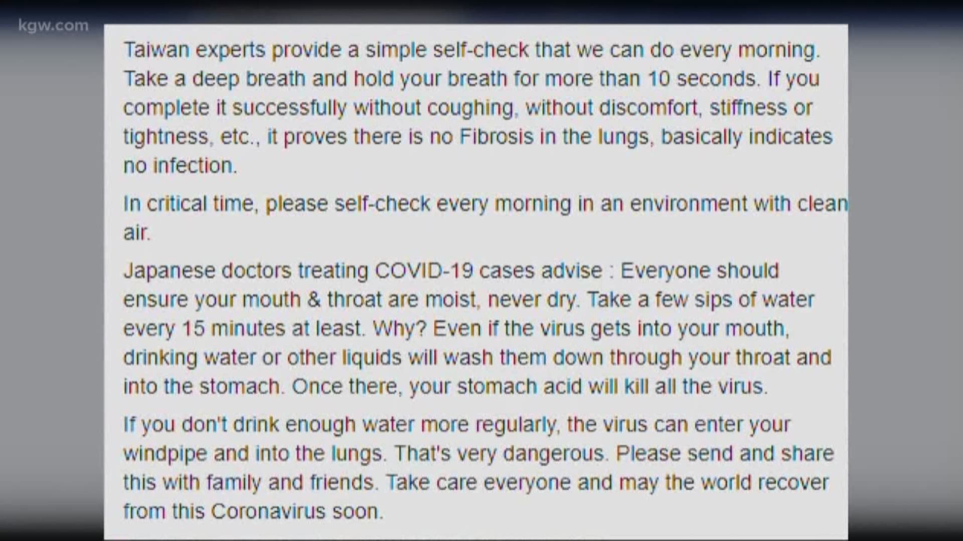 Viral post on coronavirus