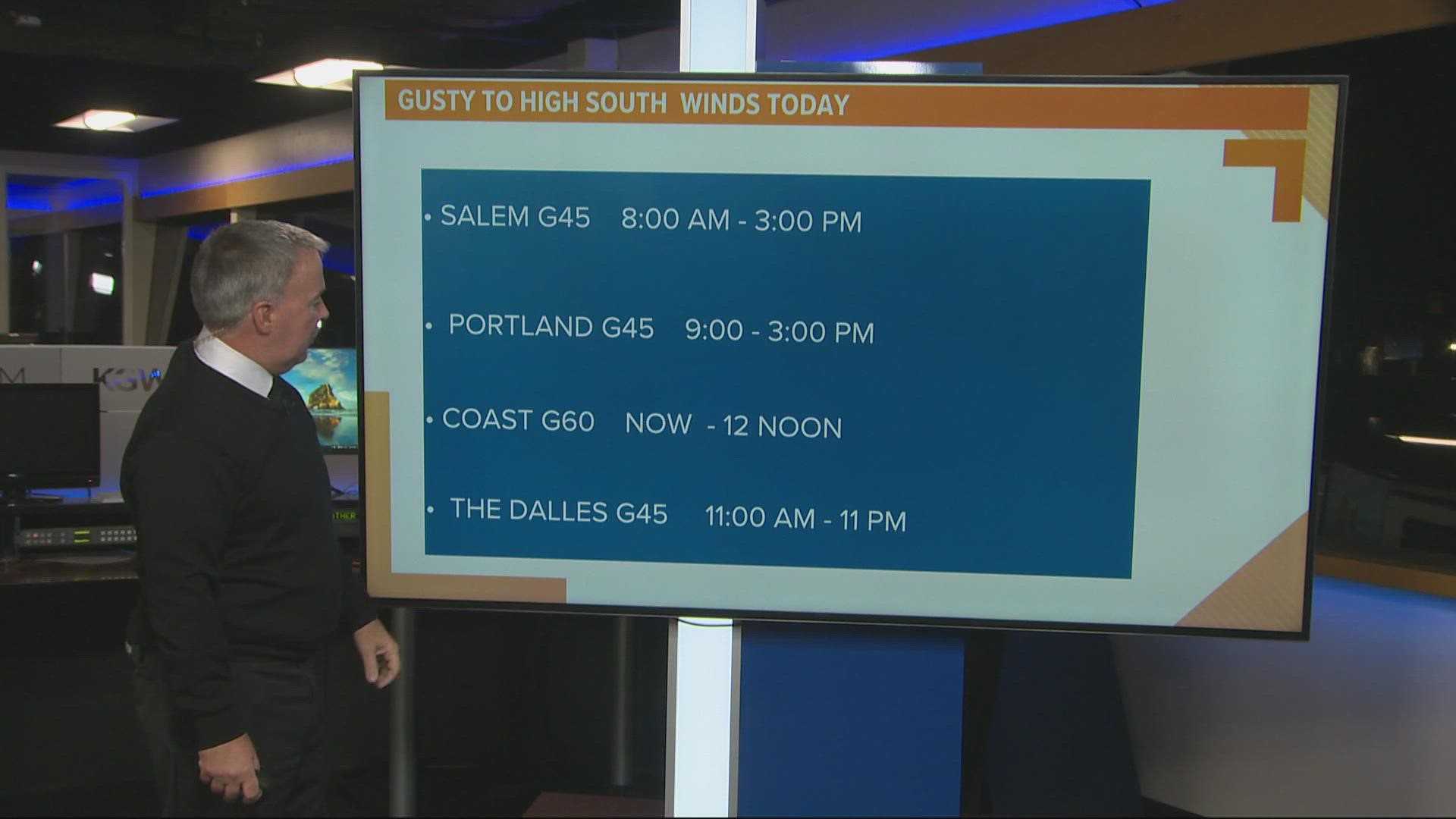 KGW meteorologist Rod Hill said the wind will be more of an issue on Thursday than the rain.