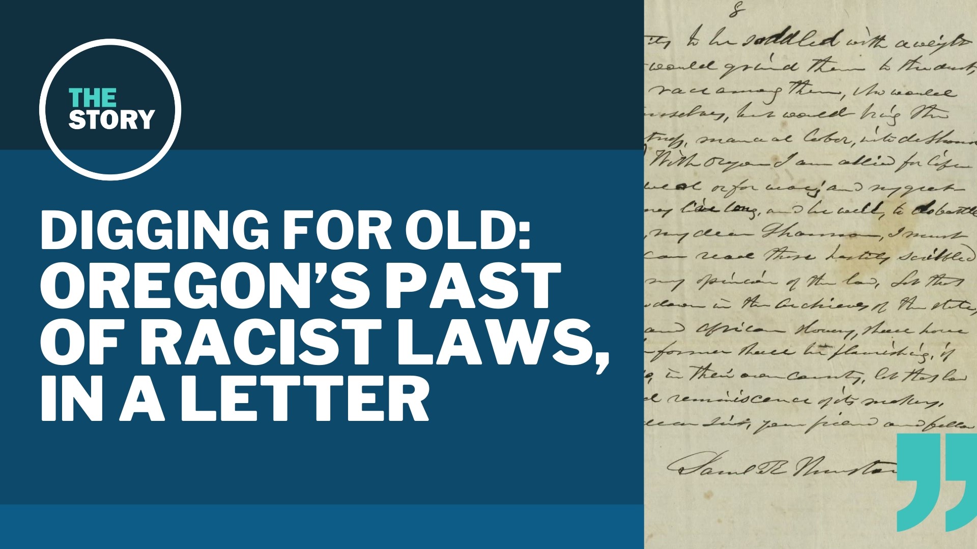 The letter, penned by a legislator for Oregon's territorial government, celebrates laws of the time that barred Black people from the state.