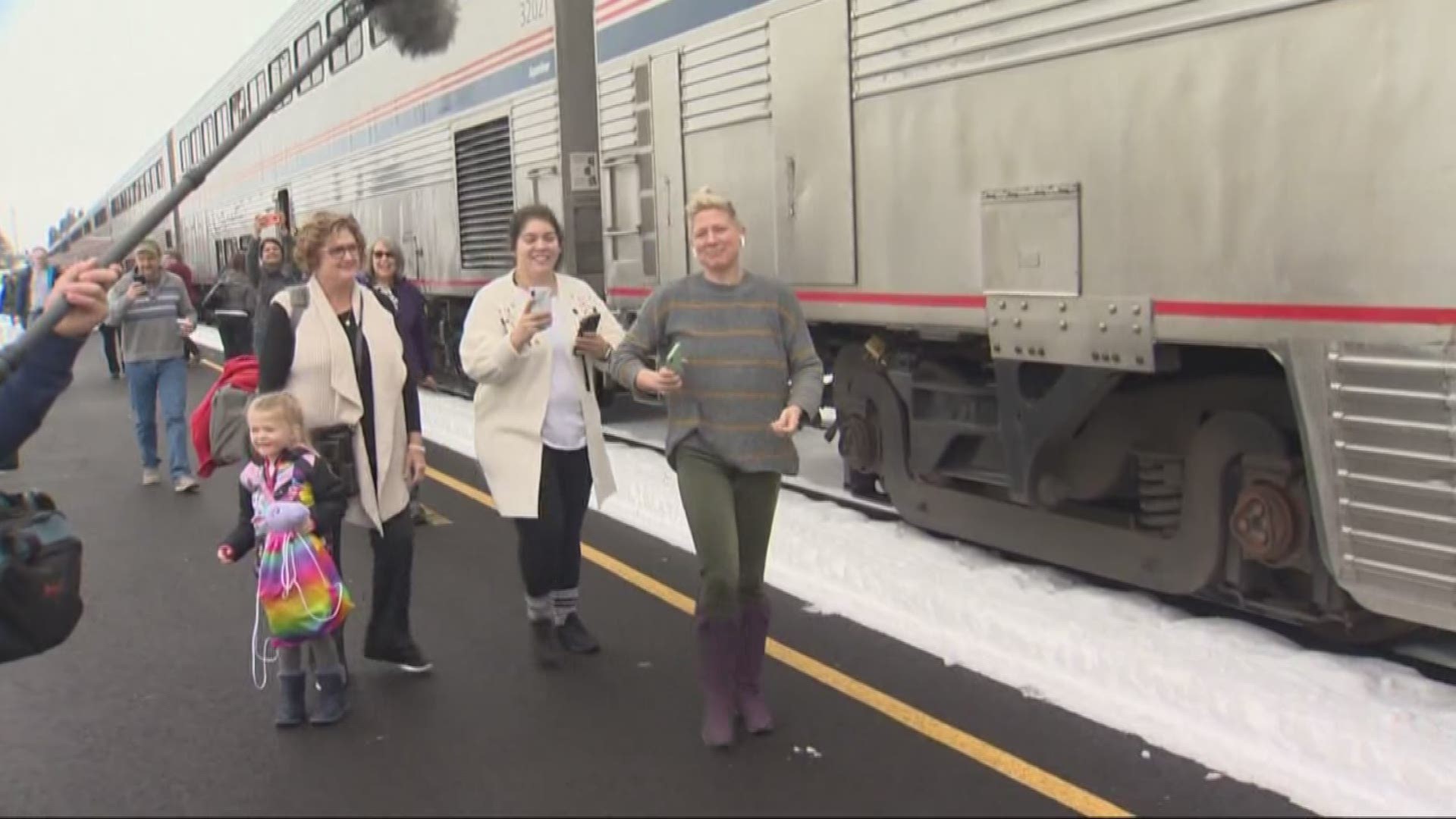 After spending 36 hours onboard an Amtrak train, passengers finally off the train.