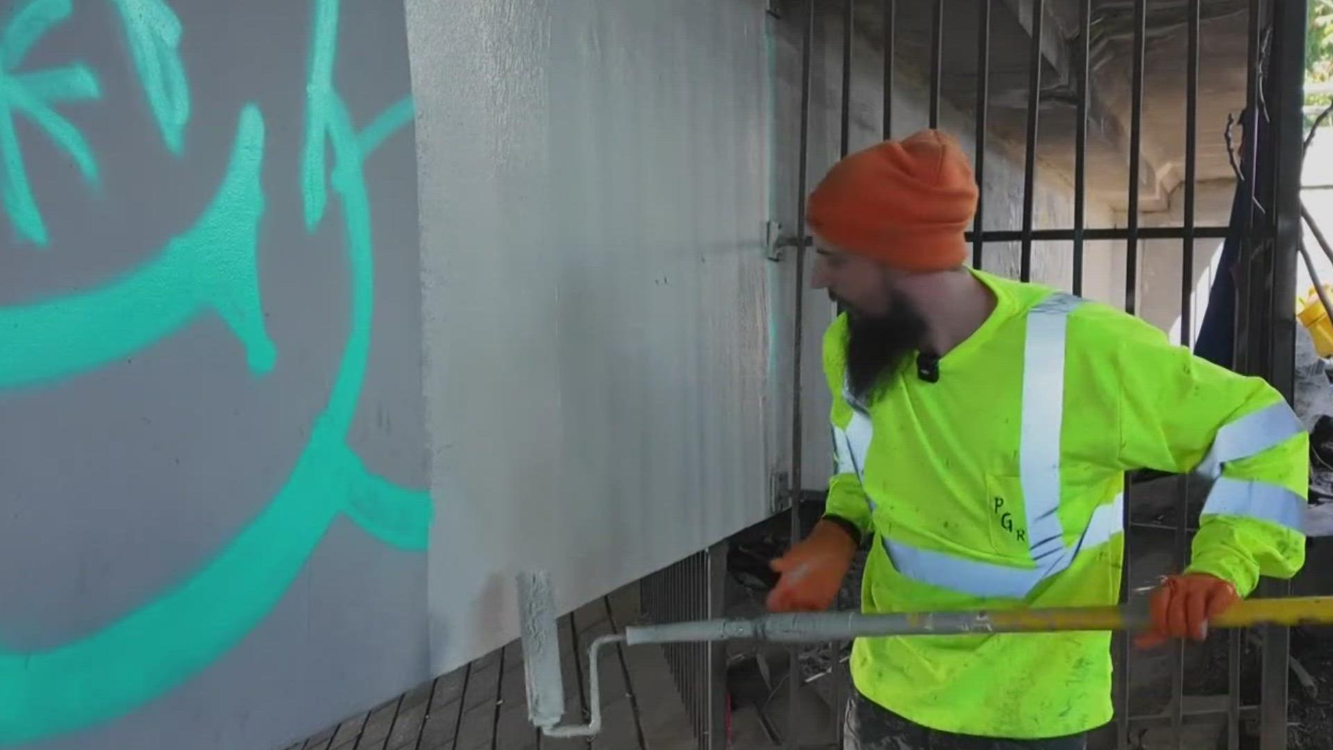 The Oregon Department of Transportation allocated $4 million to paint over graffiti along highways in the Portland area — but one month later the graffiti returns.