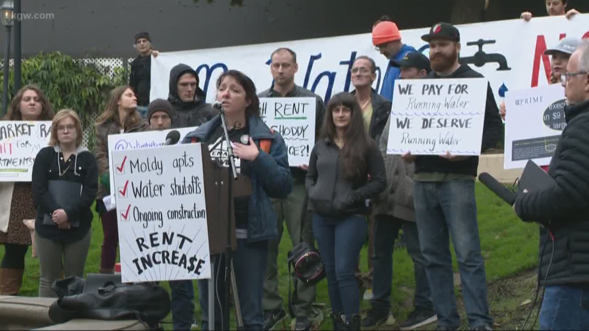 Tenants protested at their apartments.