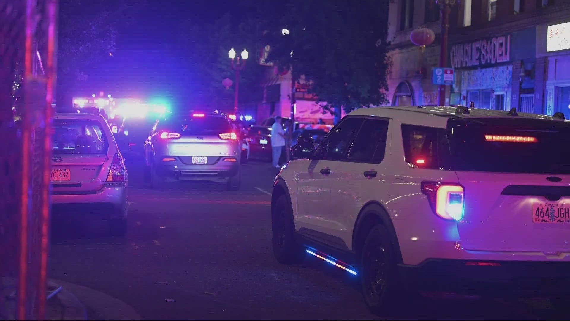 While officers were breaking up the fight and people were leaving, a man driving on Northwest Couch Street ran a stop sign and hit four women who were in the street.