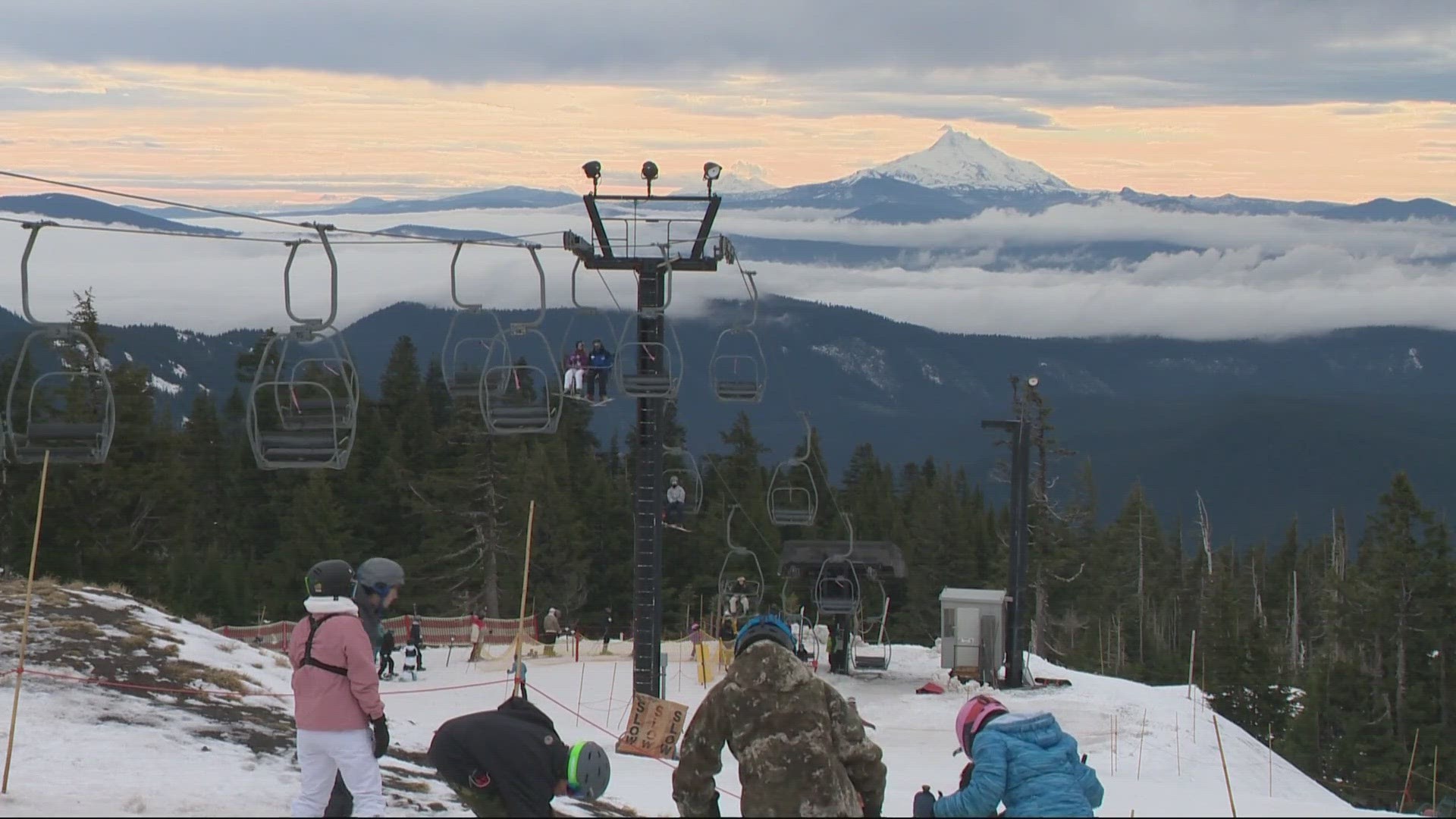 Some skiers and snowboarders are still braving the slopes on Mount Hood, despite conditions that are less than ideal. Snow hasn’t been sticking around.
