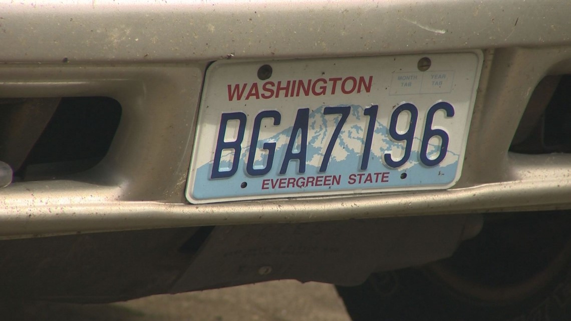Washington state front license plate in window