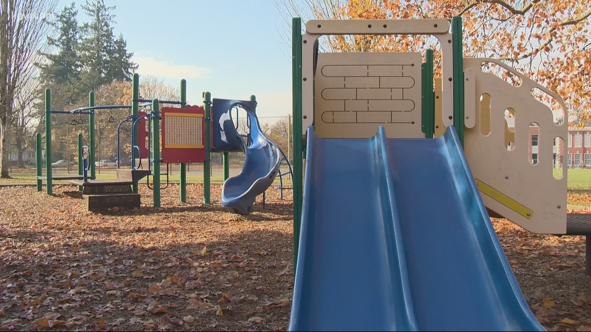 Fields and playgrounds at Portland Public Schols have been closed because of COVID-19. Now, there's a push to reopen them.