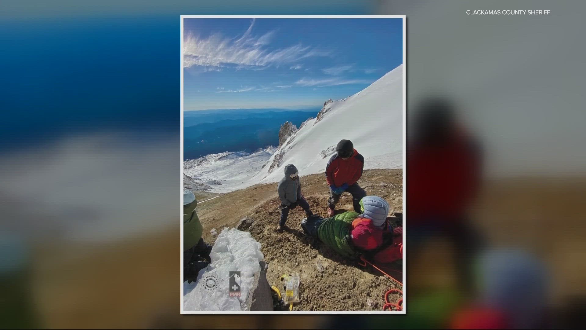 The rescue operation took all afternoon Saturday. The woman was transported to a hospital after being carried down to the Timberline Lodge parking lot.
