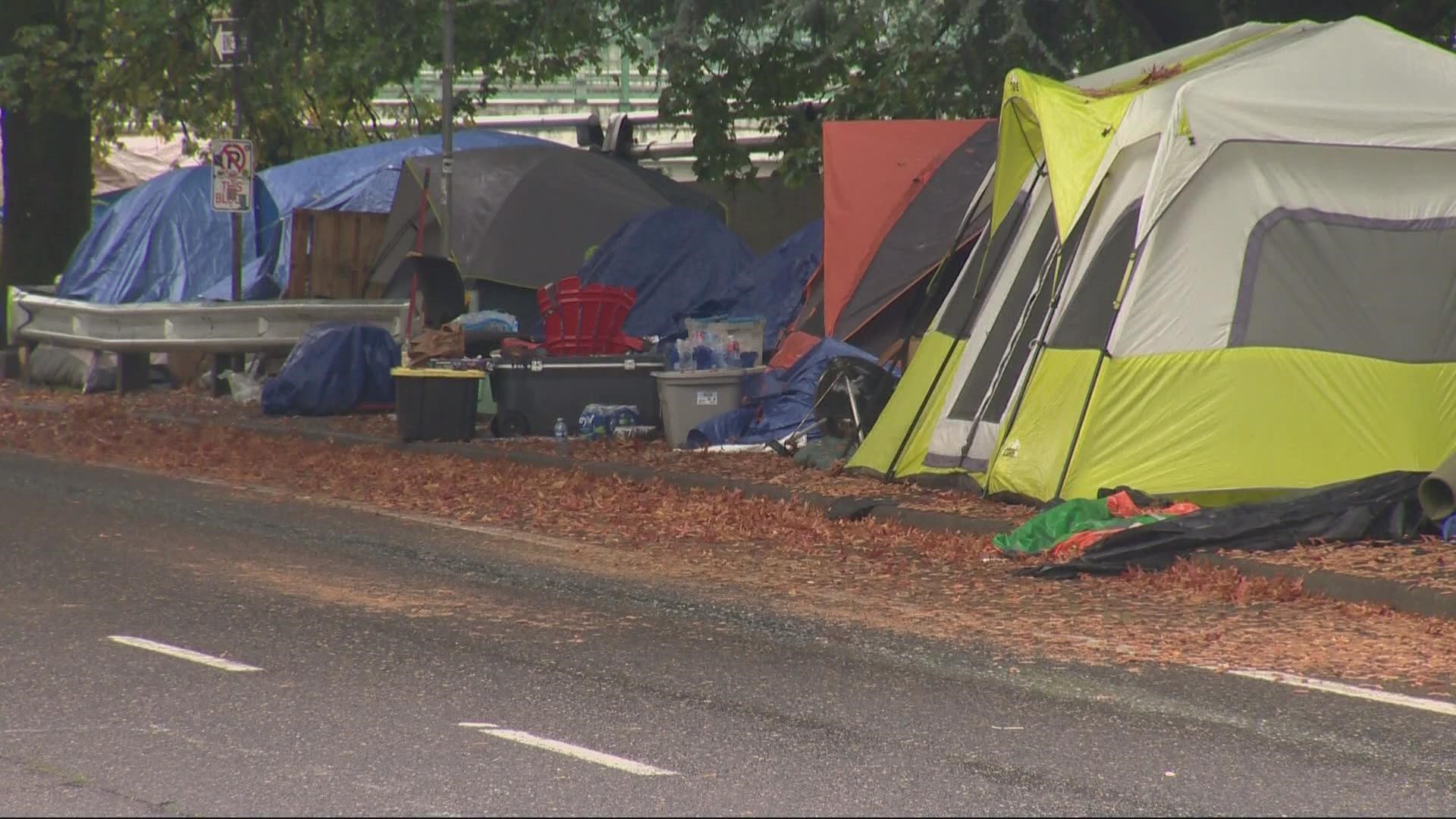 The city has posted the camp for removal multiple times, but the proximity to services means that tents always return.