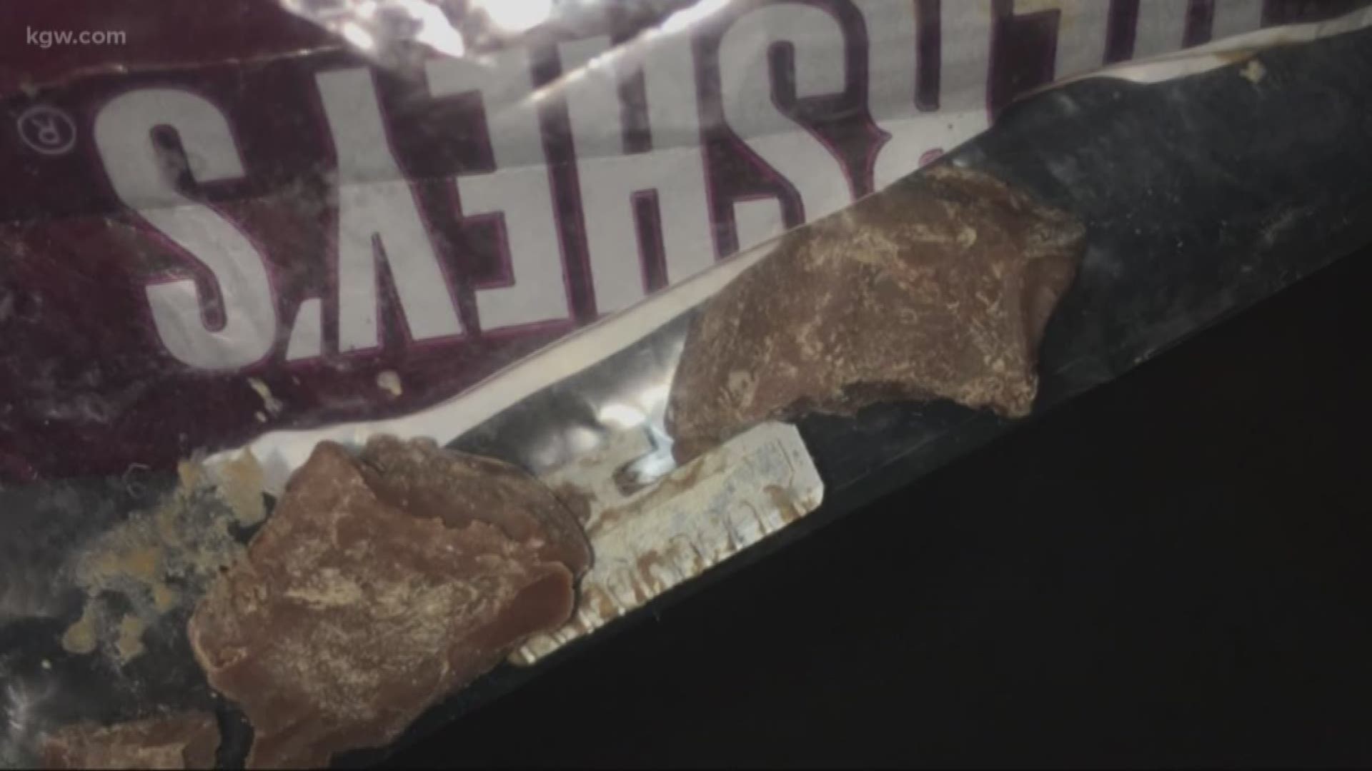 The child who bit into the trick-or-treat candy was not seriously injured. Police ask people who trick-or-treated in the area to inspect their candy closely.