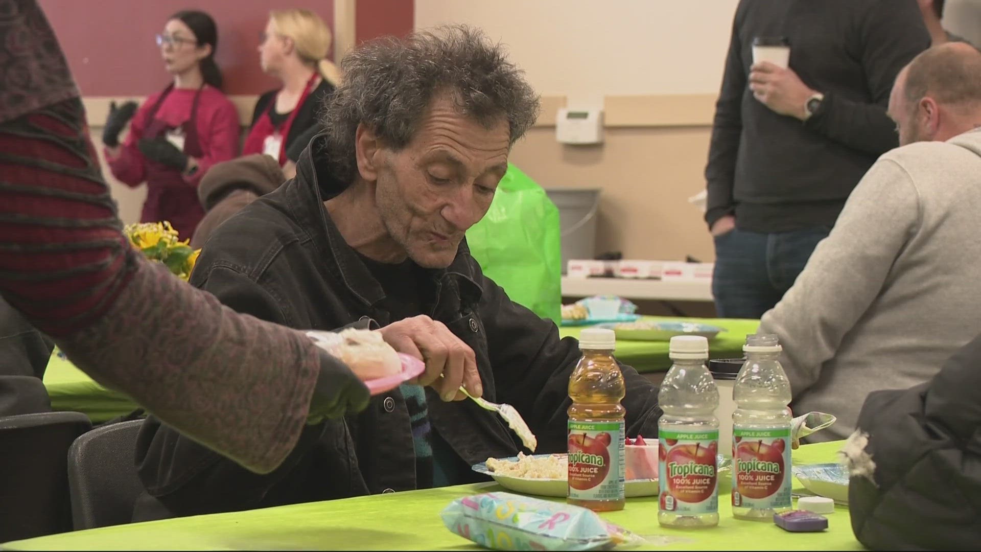 The nonprofit expects to feed 400 people today. Sunday's brunch was for the unhoused community, who are often away from family and can't celebrate traditionally.