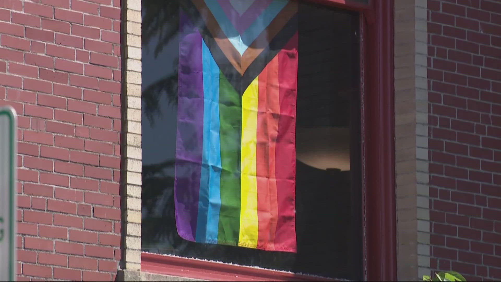 Newberg police are searching for the person who shot at a Pride flag hanging in the Newberg Library’s window during Pride Month.