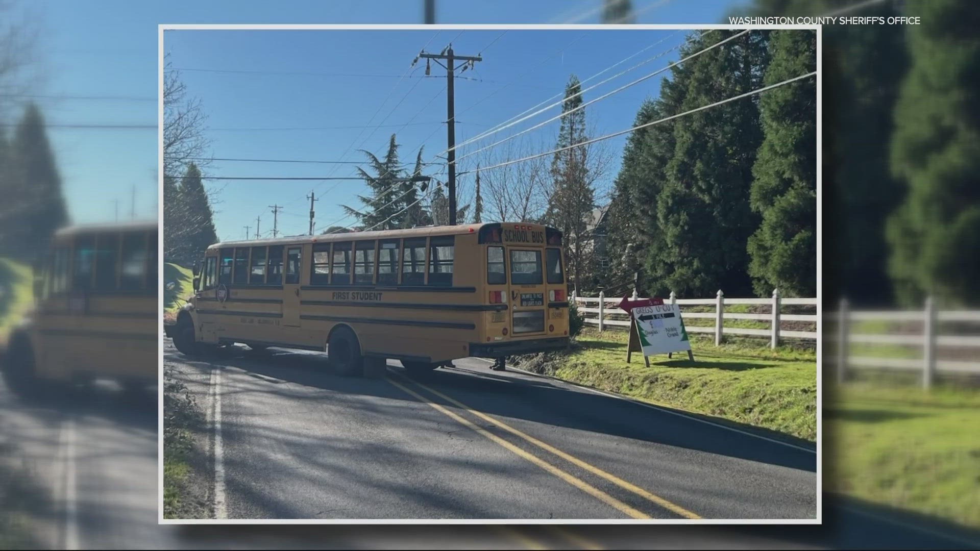 The driver of the bus and the two children on the bus were not injured, according to the Washington County Sheriff's Office.