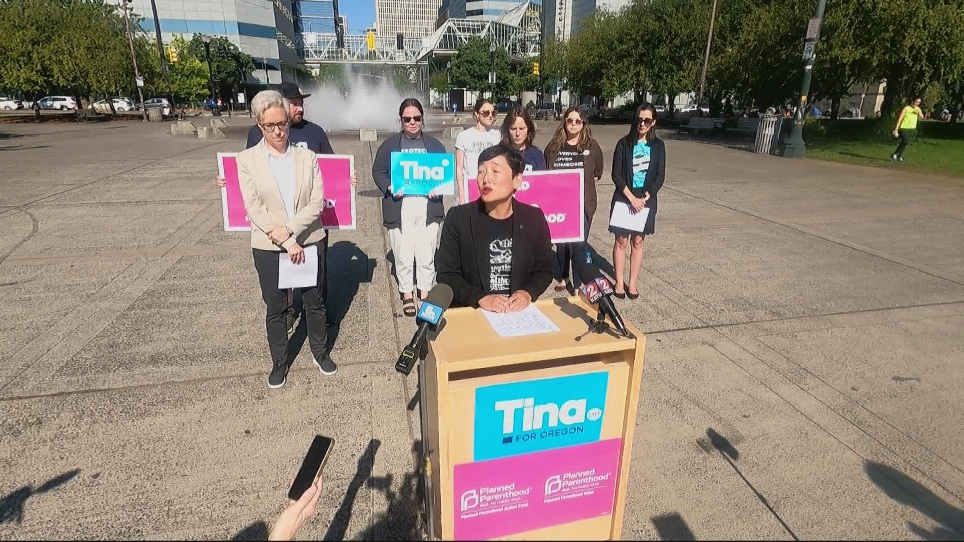 Oregon candidate for governor Tina Kotek joined advocates in condemning the ban. She said it would put pressure on Oregon’s health care system.