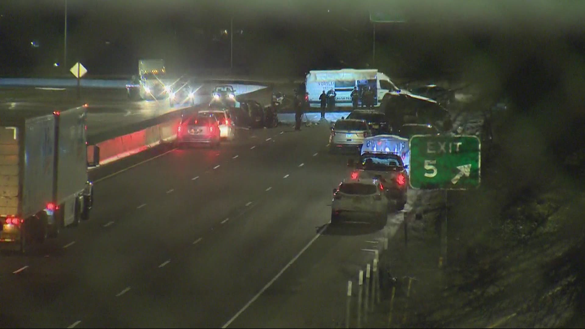 The eastbound lanes of I-84 are closed at 82nd Avenue following a crash involving a wrong-way driver.