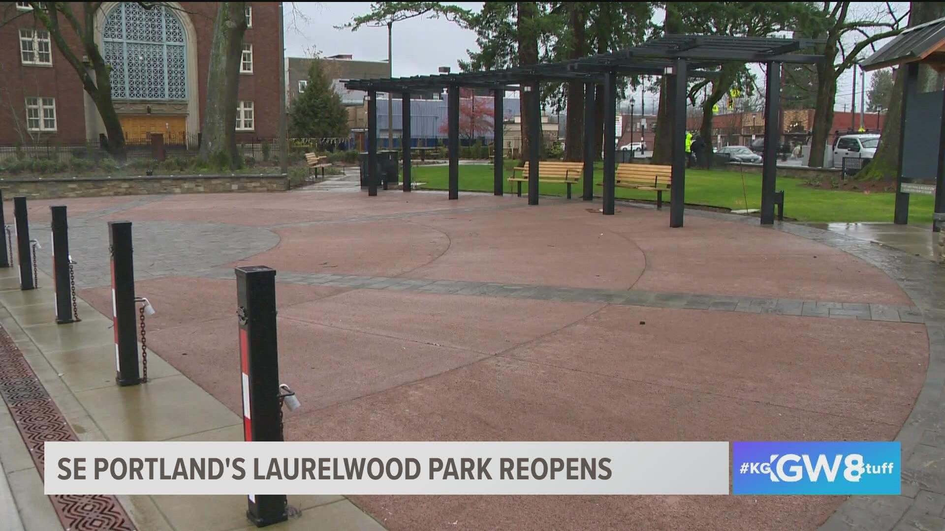 It has been in the works since 2013, when the Laurelwood Park community chose the design, centered around a new plaza, plantings and landscaping.
