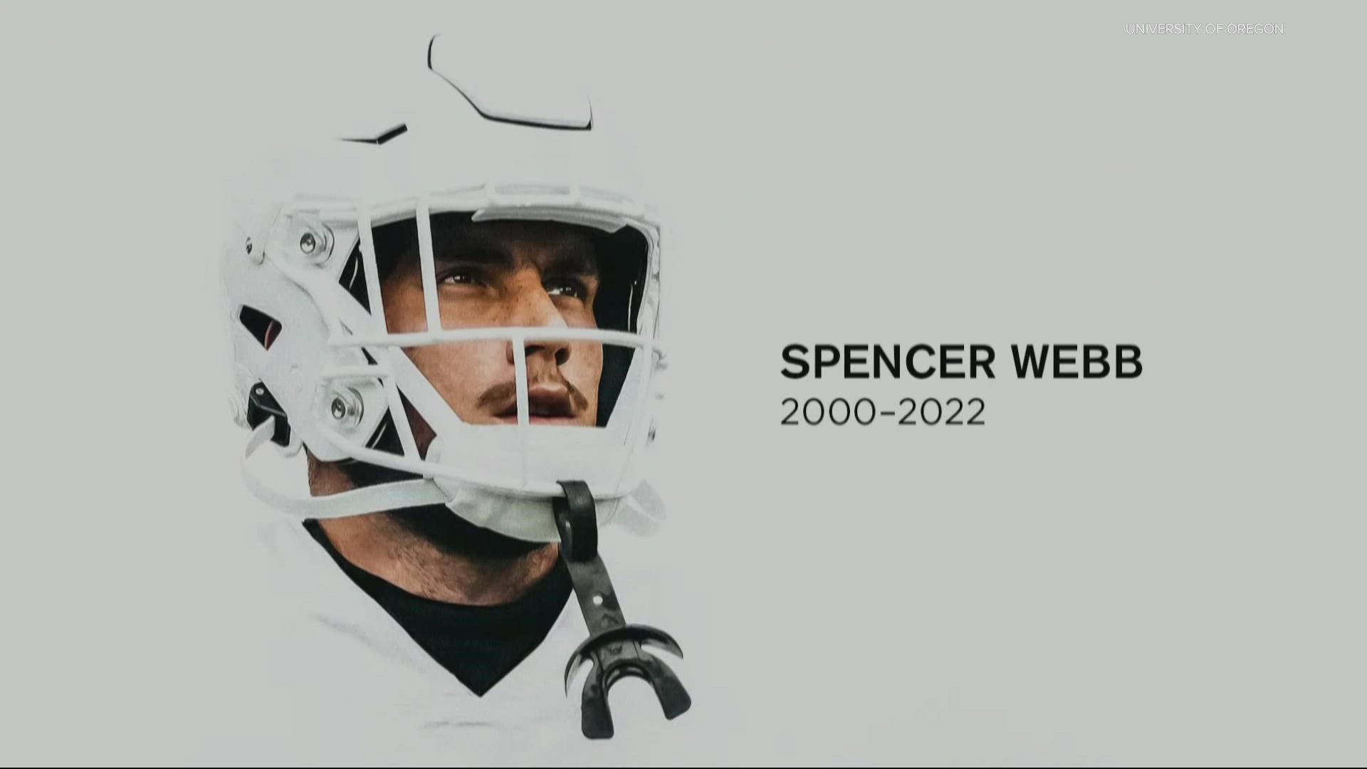 Friends, family and the University of Oregon community came together Thursday to mourn and celebrate the life of 22-year-old Spencer Webb, who died in a fall.