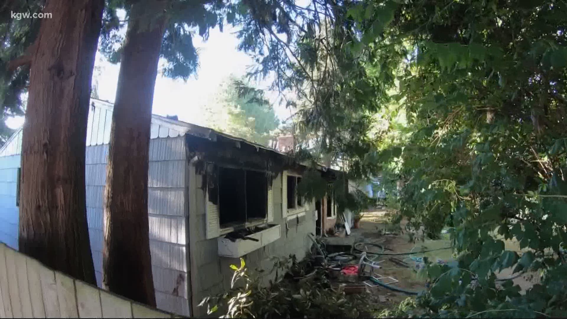 The fire started in a home near NE 107th Avenue and Russell Court in Portland.