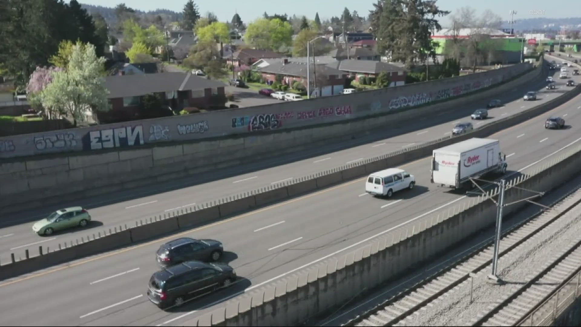 ODOT, PBOT, TriMet and Union Pacific used a 16-hour westbound closure for graffiti removal and road maintenance on Interstate 84.