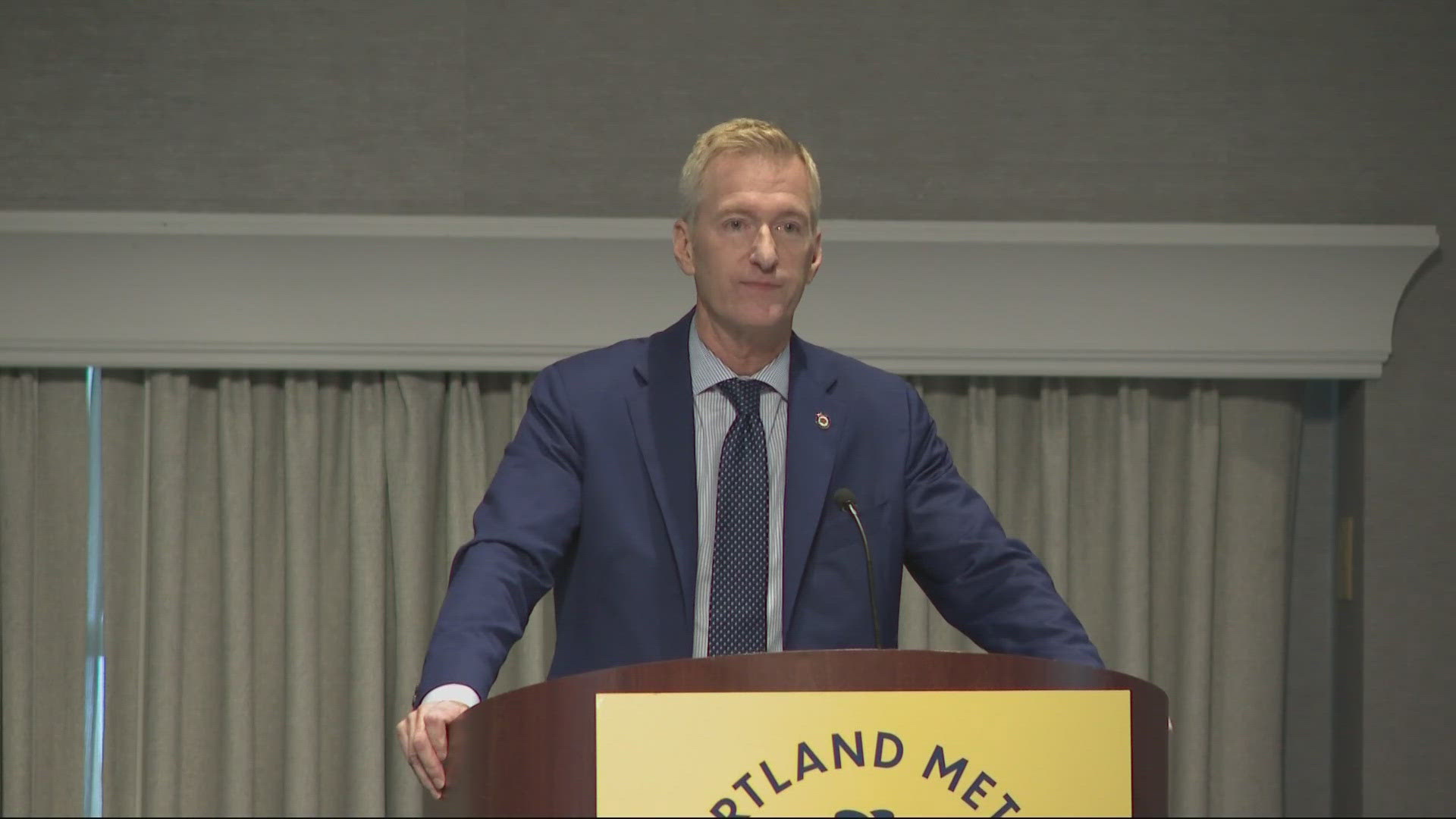 Portland Mayor Ted Wheeler gave a final progress report on the state of the Rose City on Thursday. 