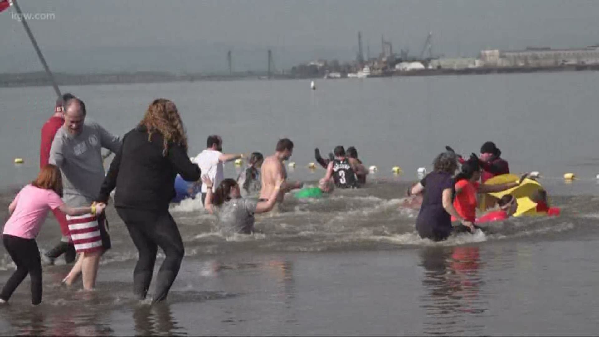 More than 2,000 people took a dip in the Columbia River off Broughton Beach. It is the biggest fundraiser of the year for Special Olympics Oregon.