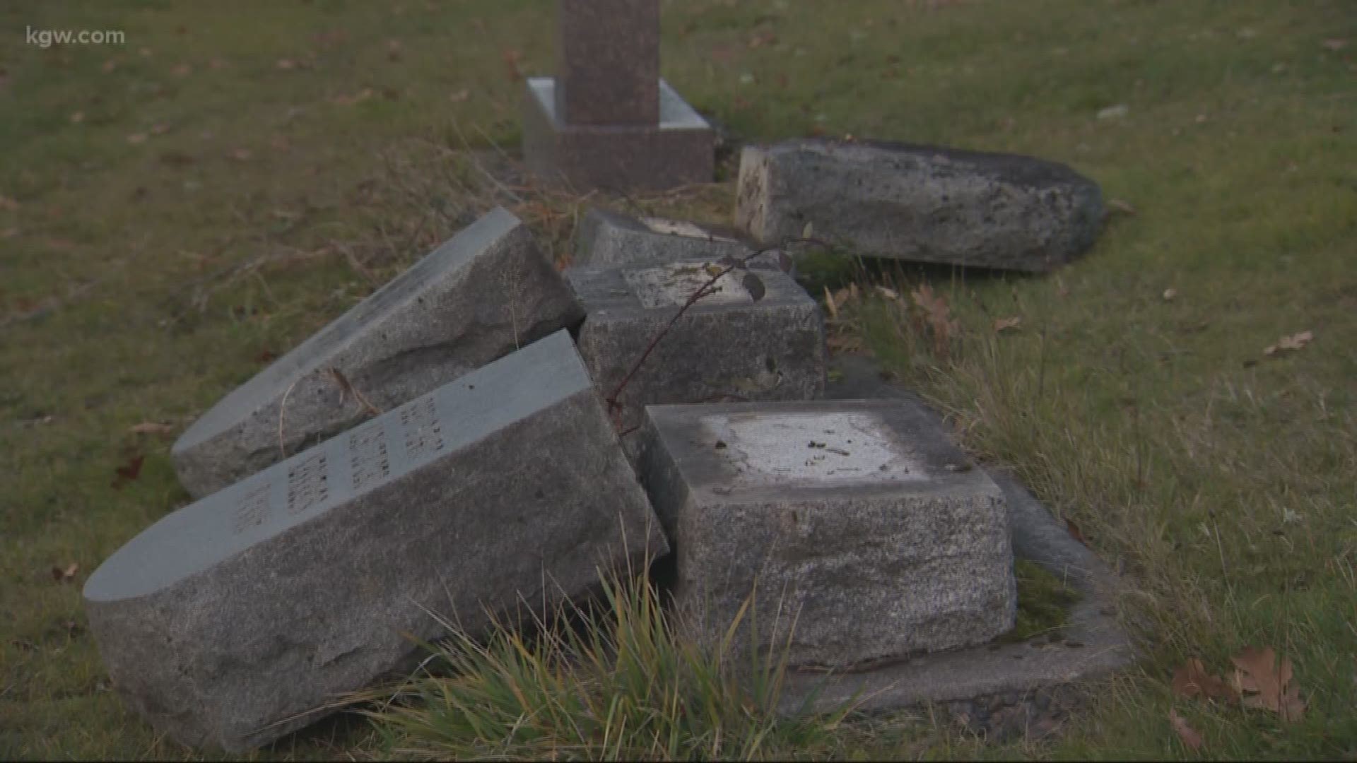 The cemetery's caretaker says the damage from the vandalism is nearly $5,000.