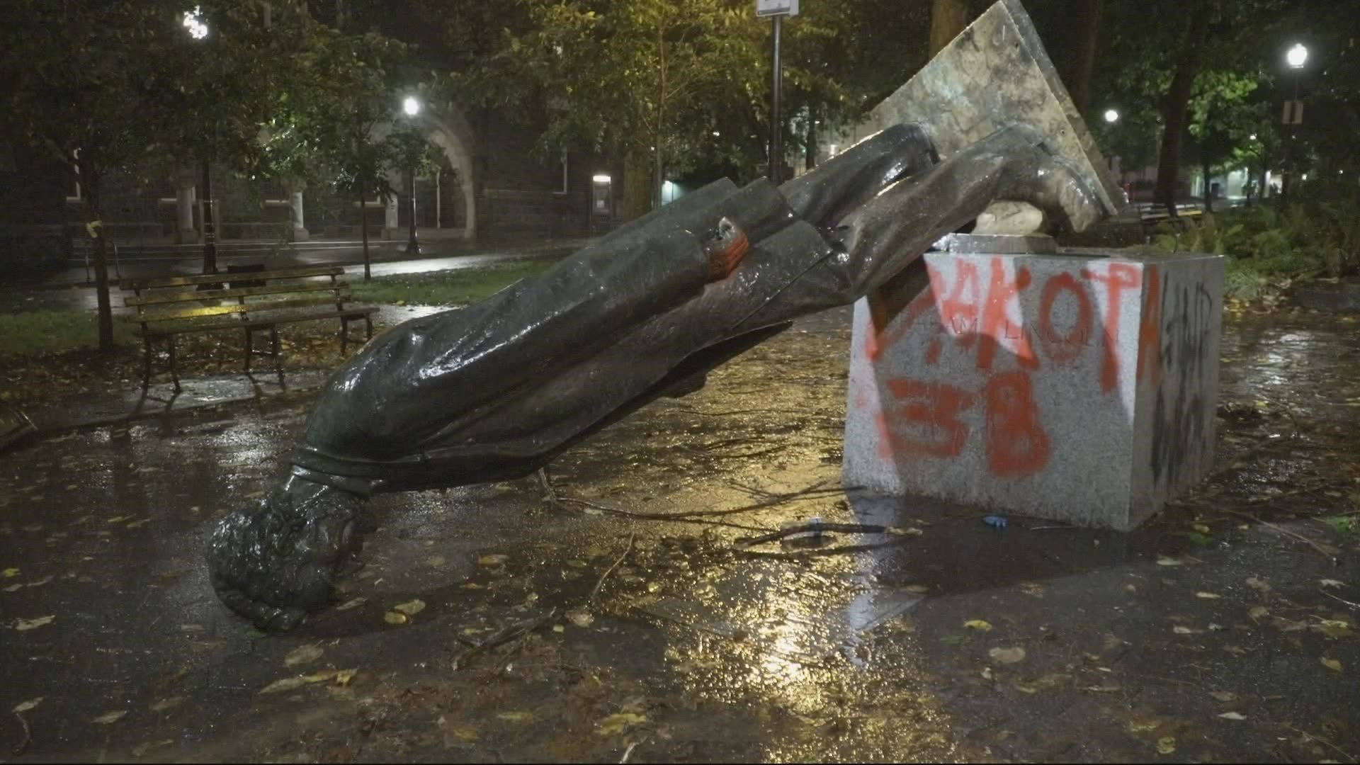 Several statues that were toppled and removed during last year's protests in Portland likely won't be returning to the sites where they once stood.