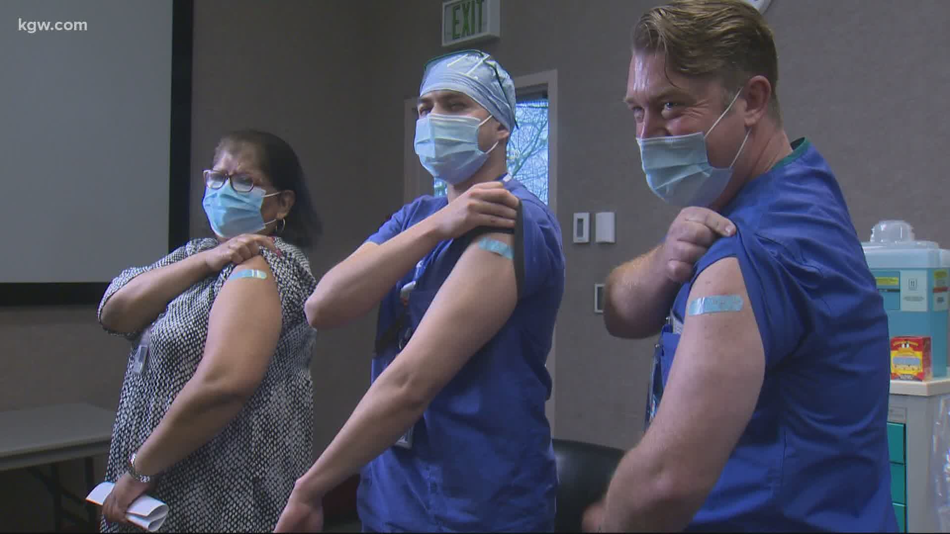 Some of the first doses of the COVID-19 vaccine were given out in Vancouver, Washington, and Eastern Oregon this morning.