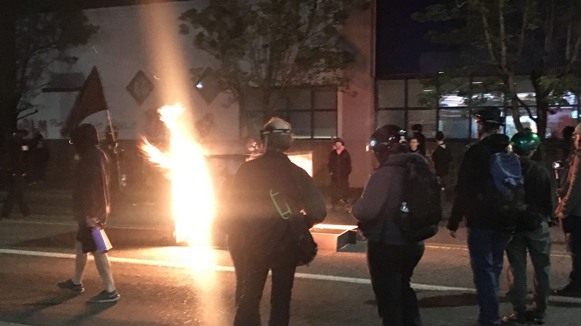 Portland protests Riot declared outside police union building