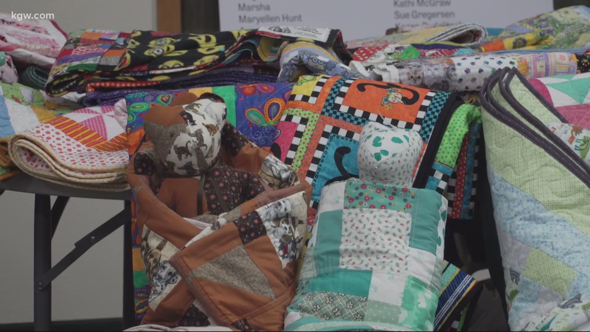 More than 2,000 quilts were donated from people in 42 states to help people in Gates recover from the wildfires that ravaged parts of Oregon earlier this year.