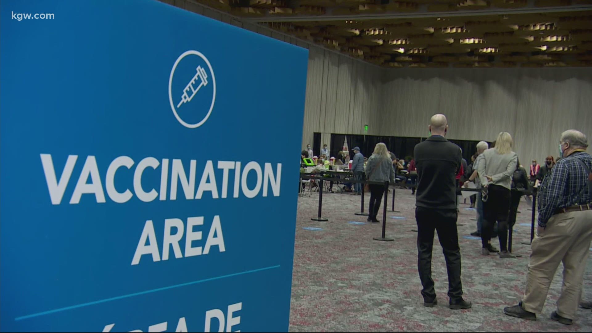 The Oregon Convention Center Monday and Tuesday is the vaccination site for members of 1a group who are medically fragile or care for the medically fragile.