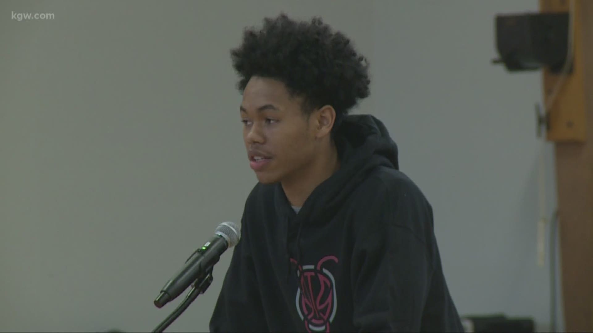 Anfernee Simons helps dedicate a new "upgraded gym" in northeast Portland.