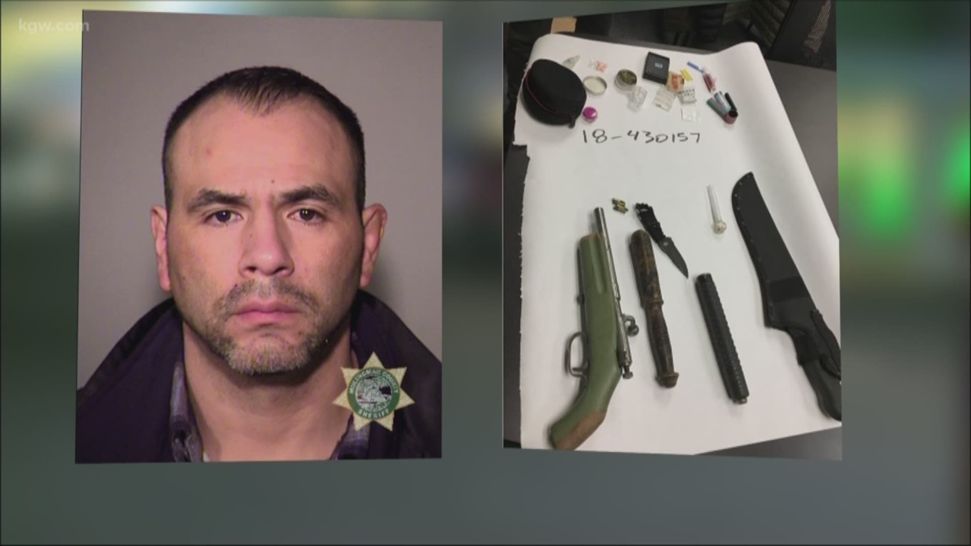 Two men, including a Portland firefighter, were arrested after police said drugs and guns were found in their car when they were pulled over in Southeast Portland on Thursday.