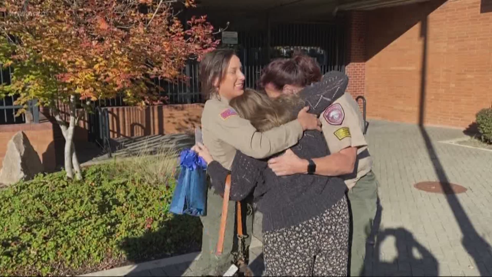 A hiker thanked the rescuers who helped guide her to safety while she was lost in the woods. They stayed on the phone with her for hours.