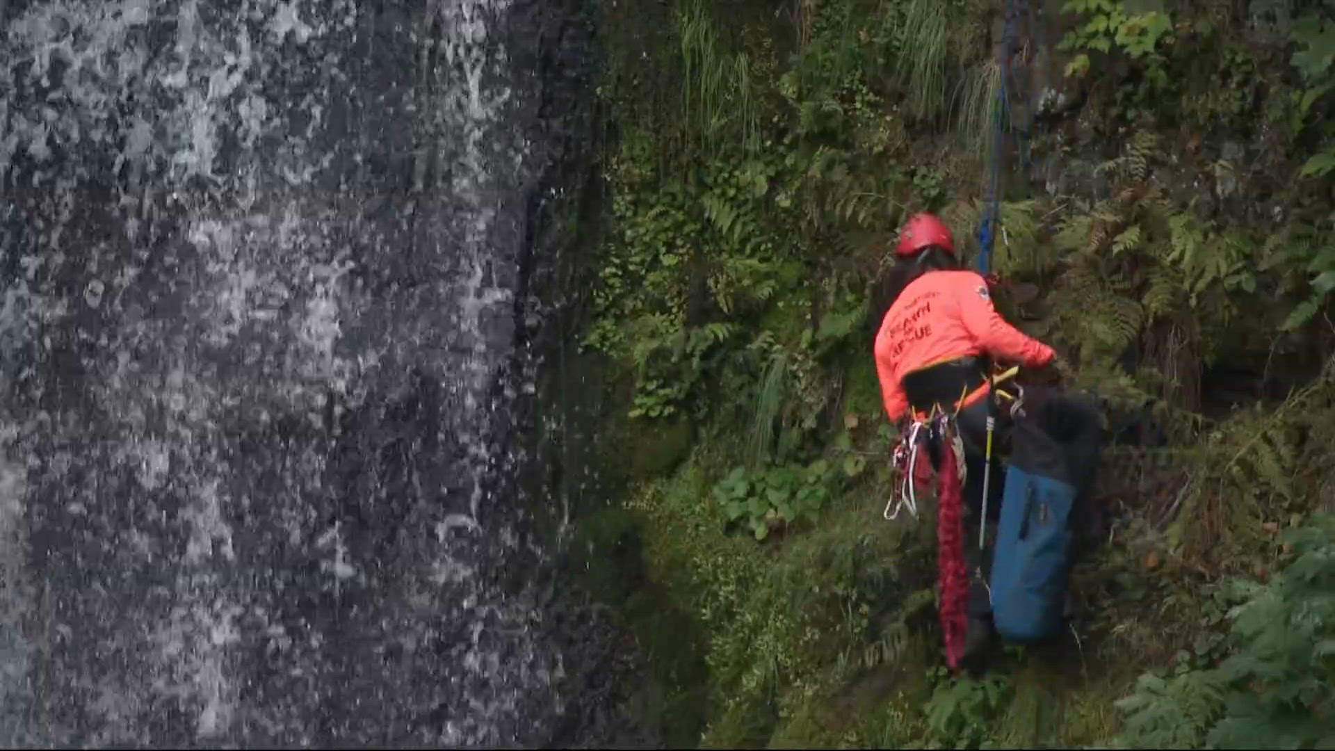 Toy Roping Shoot Search and rescue crews rappel into Multnomah Falls to clean up hard-to ...