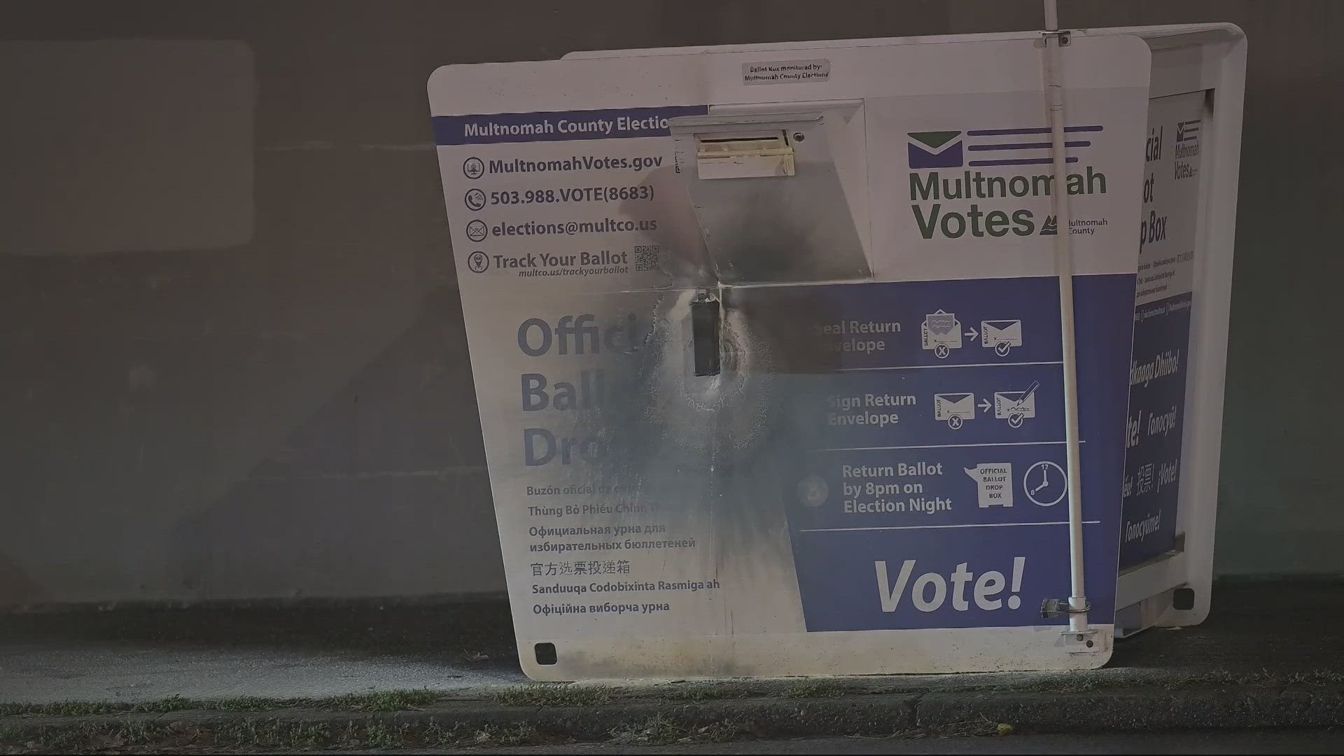 A ballot box in Southeast Portland and another in Vancouver were lit on fire early Monday morning.