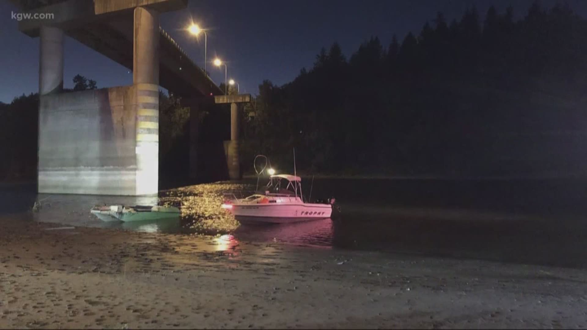 Police say a woman from Gladstone, Oregon died and her husband was critically injured in a boat crash in the Camas Slough.