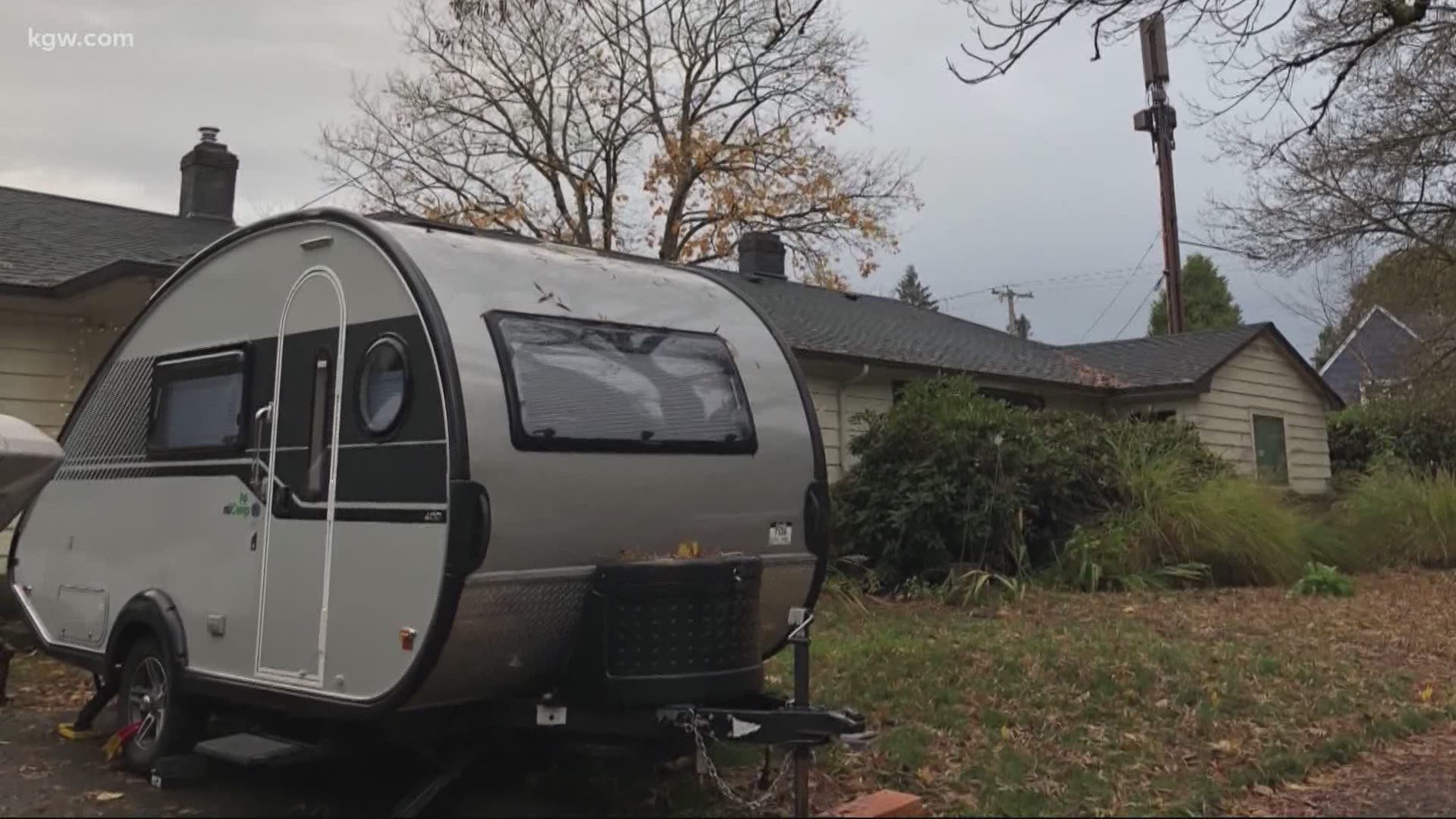 Because she says didn't feel safe physically working in a school building, her workspace is now a tiny teardrop trailer conveniently parked in her driveway.