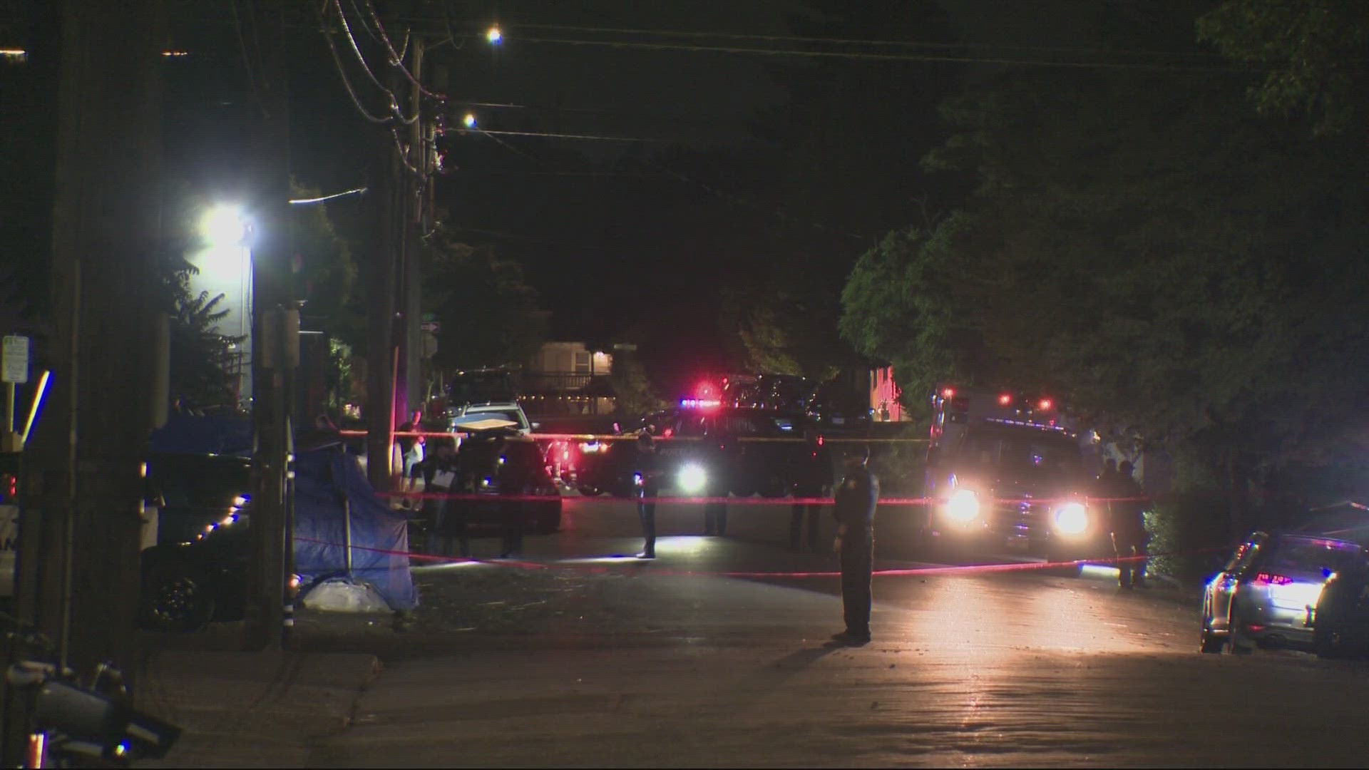 Police officers responded to reports of a person shot around 10:11 p.m. at the intersection of Southeast Washington Street and Southeast 9th Avenue.