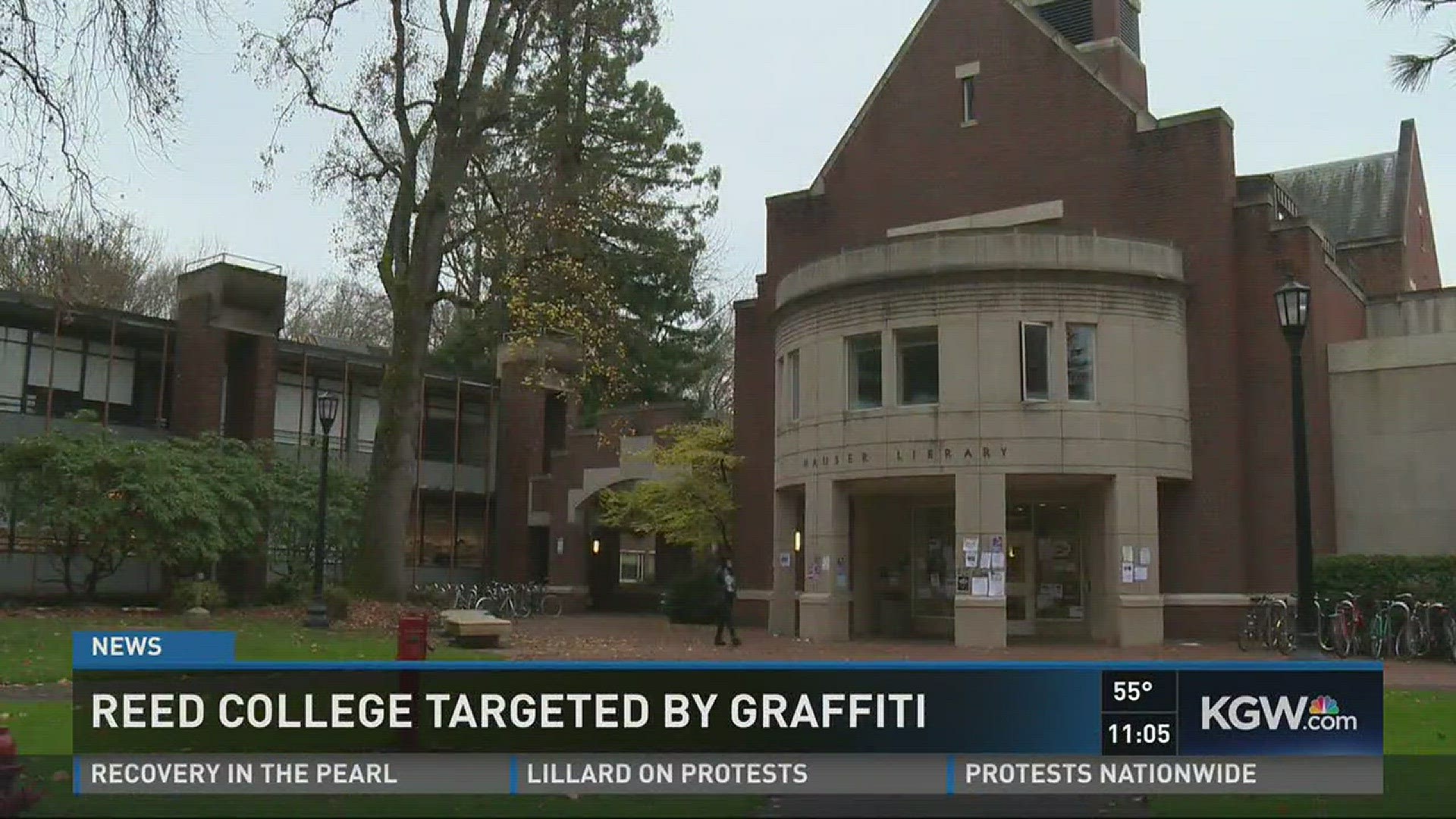 Library bathroom vandalized at Reed College