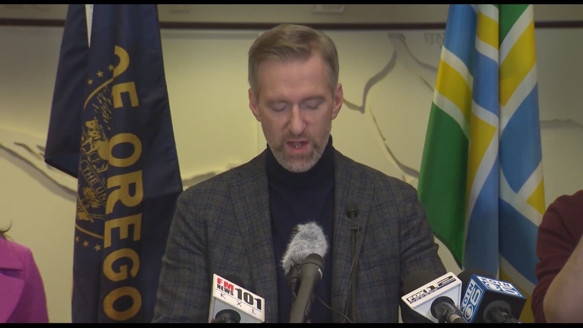 Mayor Ted Wheeler and other officials spoke on Friday about how the city will combat climate change.