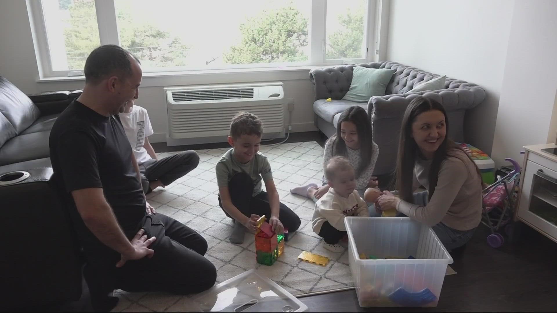 Serhii and Yulia Zadachyn and their four children hope to stay in Oregon. If they have to return to Ukraine, they can't return to their hometown.