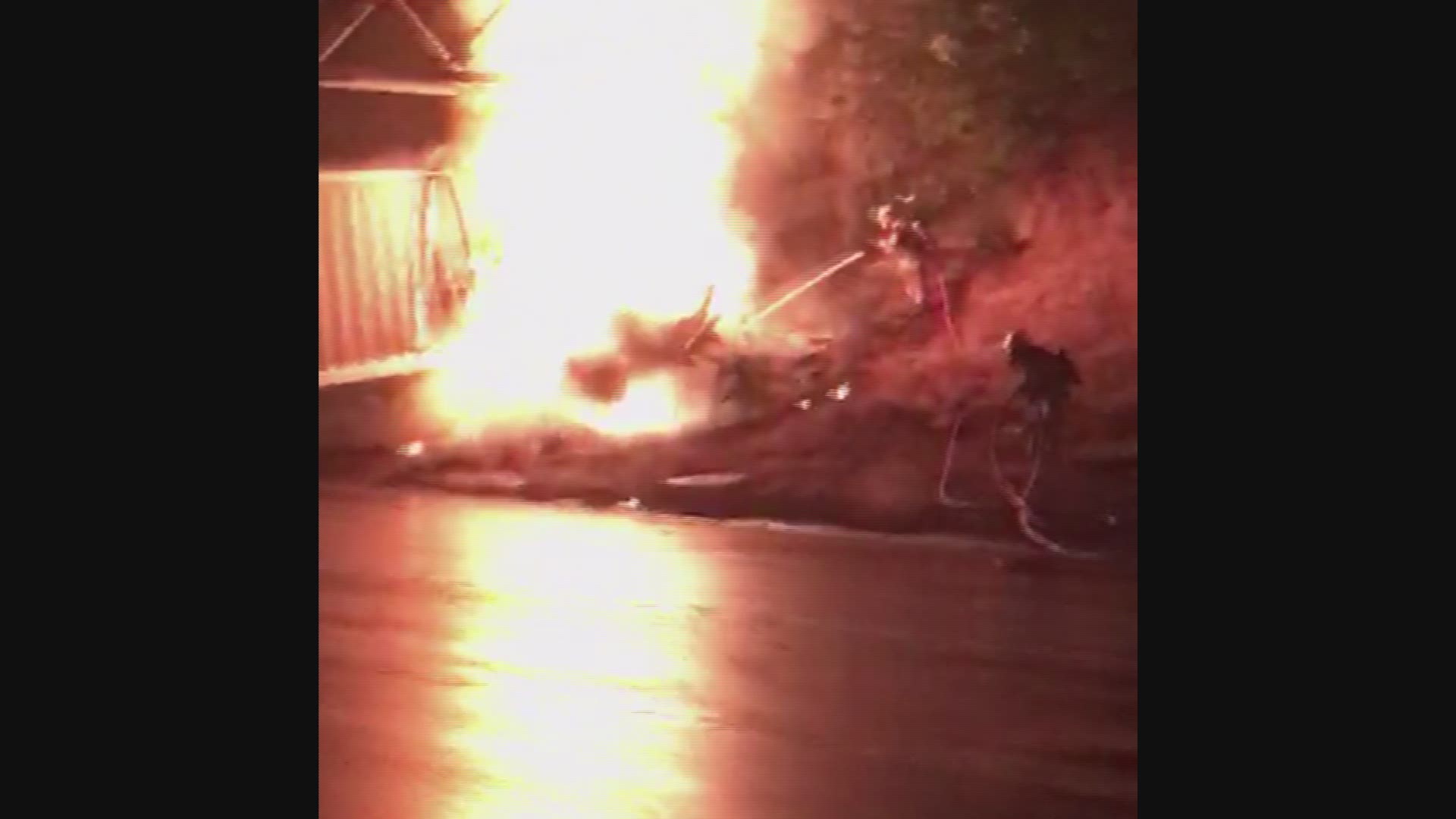 A semi-truck driver was killed in a fiery crash on Interstate 5 in Portland on Aug. 21. (Video courtesy of Hannah Lindner)