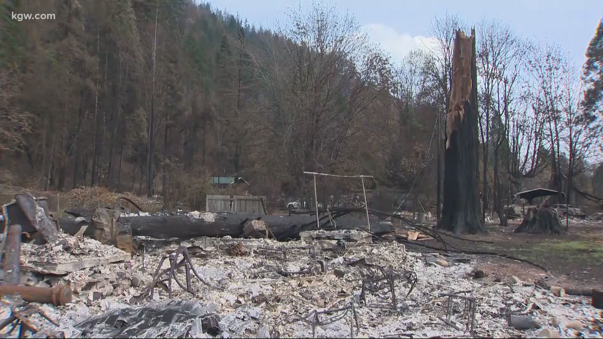 The Holiday Farm Fire has destroyed homes and businesses in Lane County, east of Eugene. We take a look at the damage.