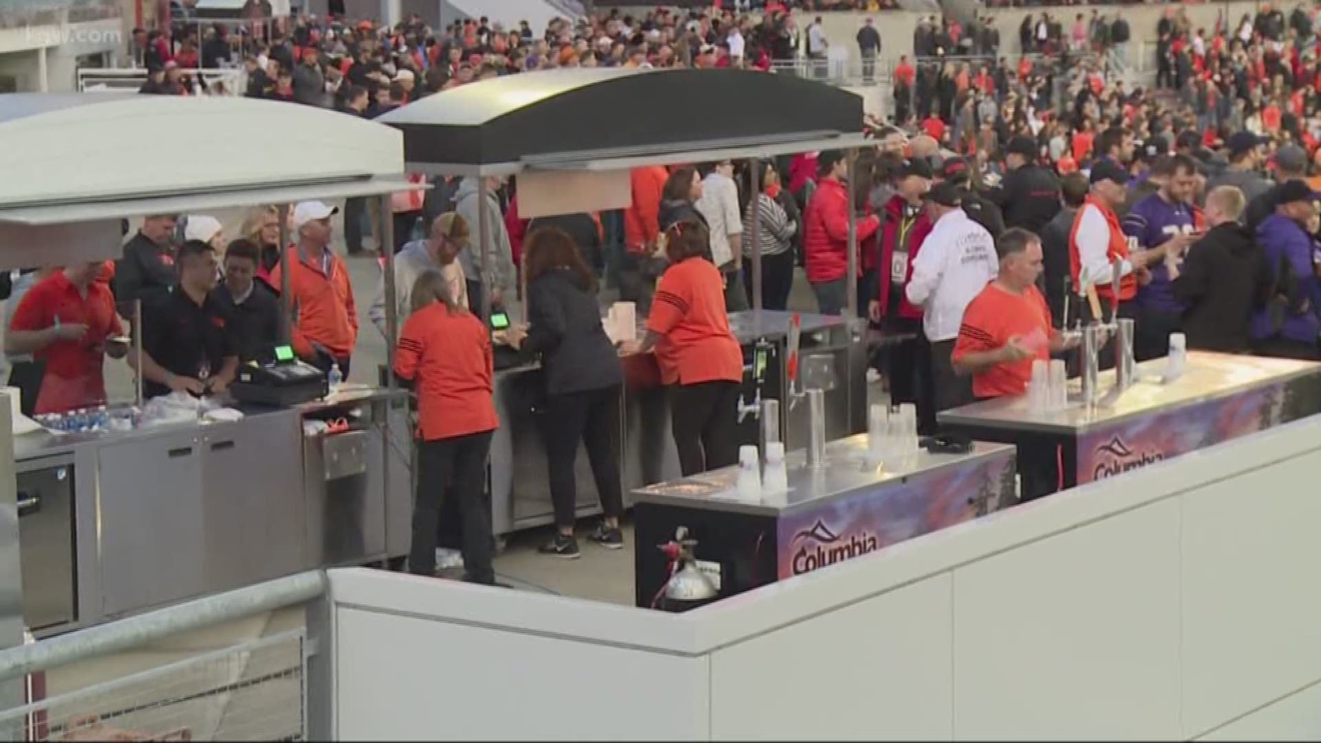 More stadiums are serving alcohol at college games.