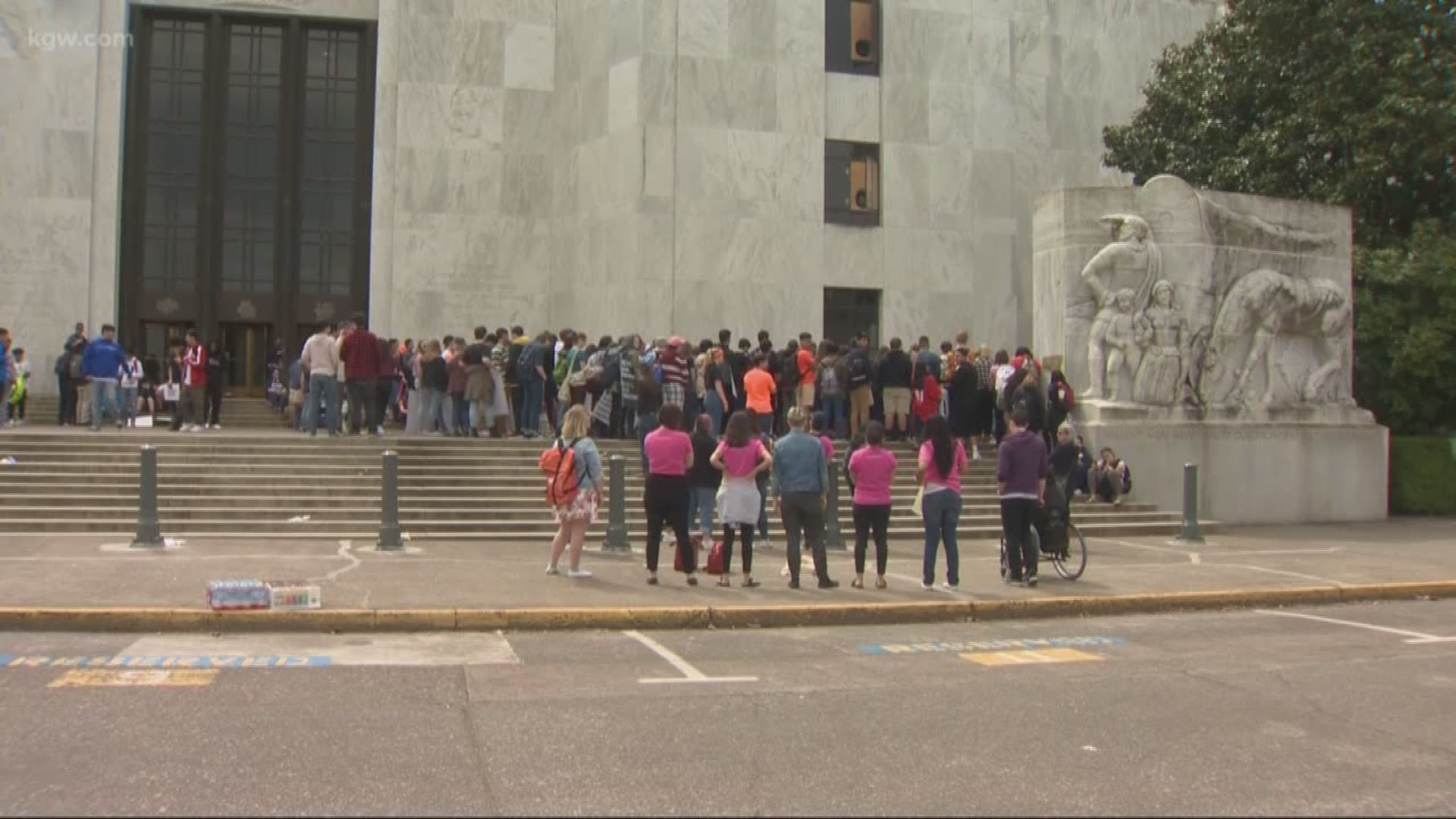 Oregon students traveled to Salem to protest gun violence at the Capitol.